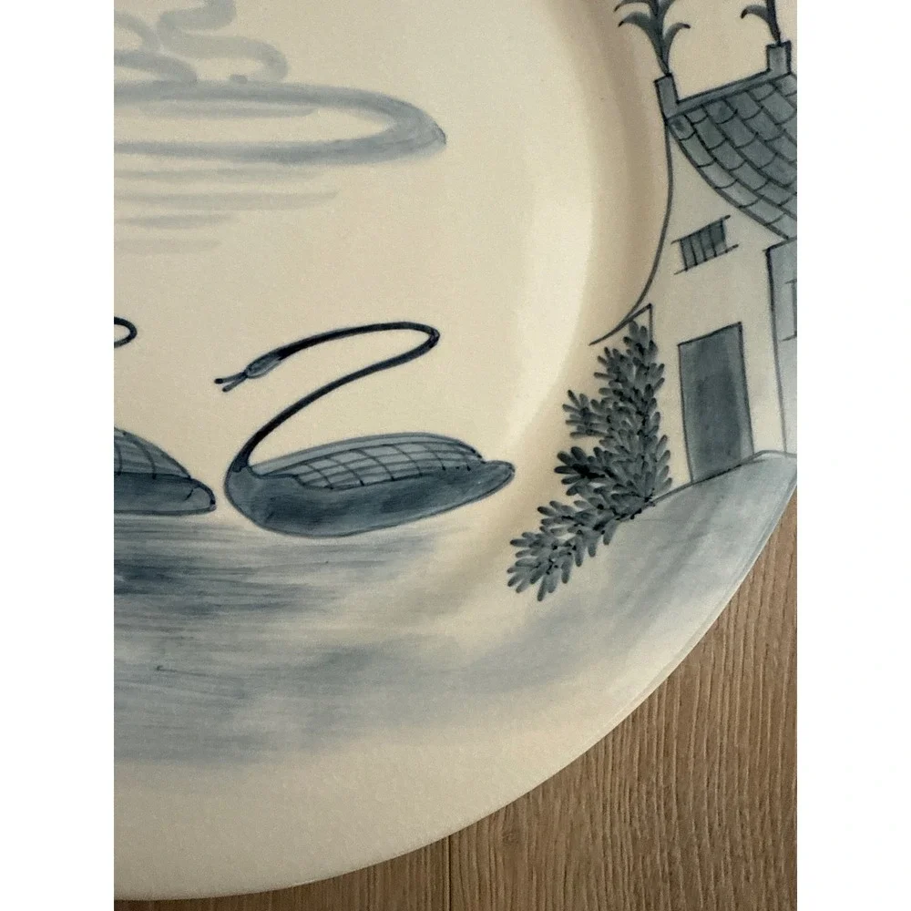 Blue & White Swan Cottage Decorative Wall Plate 12